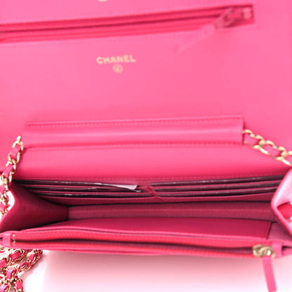 Chanel Lambskin Quilted Wallet On Chain WOC Pink 5 of 13