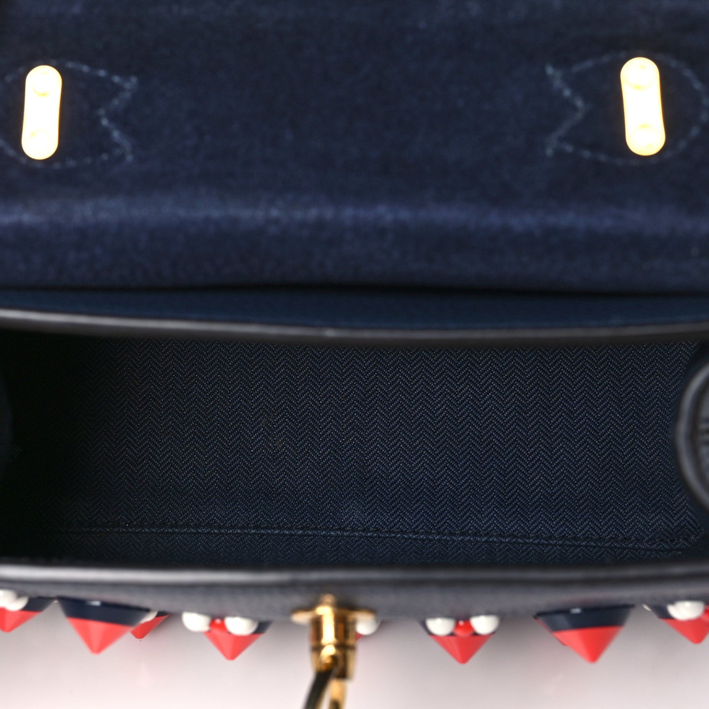 Grained Calfskin Studded Small Amberly Top Handle Crossbody Navy