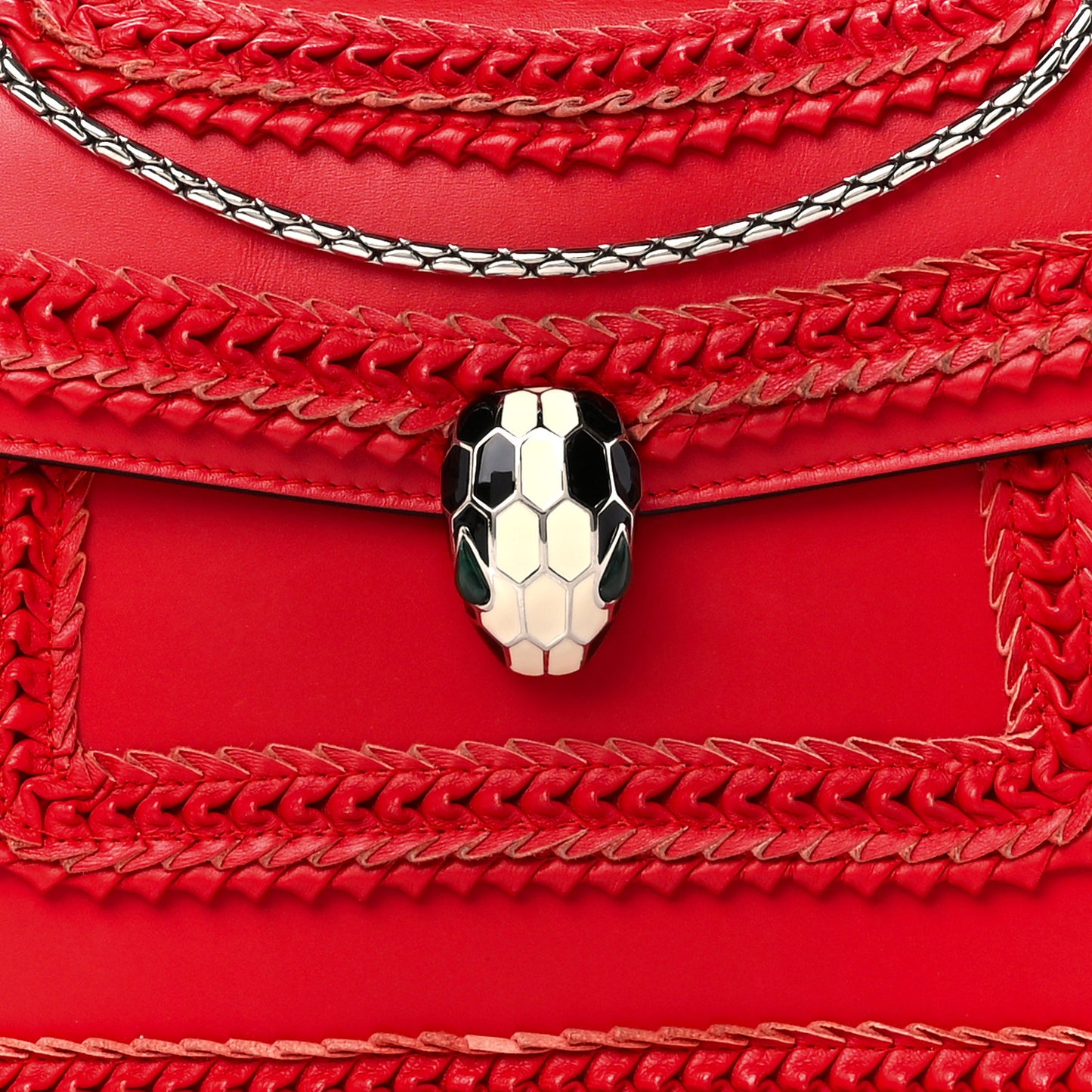 Calfskin Plisse Serpenti Forever Crossbody Bag Red
