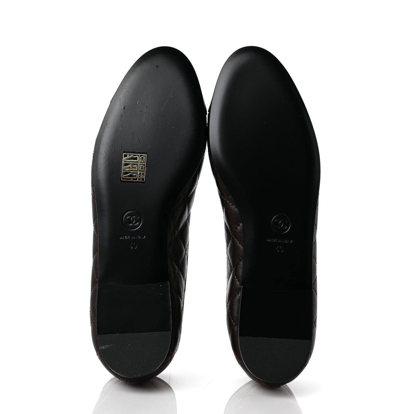 Lambskin Quilted Cap Toe Ballerina Flats 40 Dark Brown