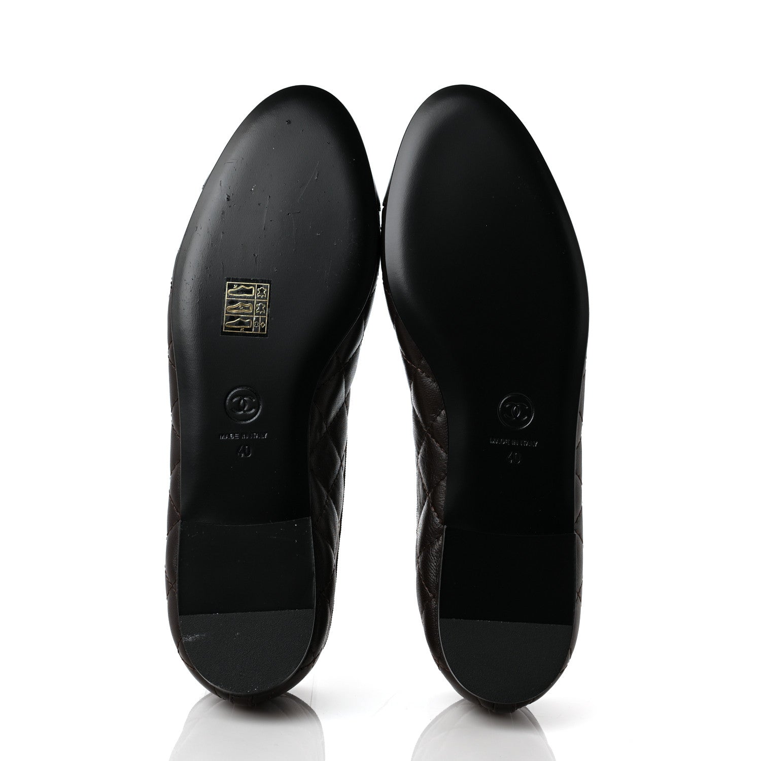Chanel Lambskin Quilted Cap Toe Ballerina Flats 40 Dark Brown 5 of 9