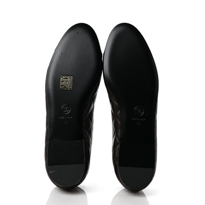 Chanel Lambskin Quilted Cap Toe Ballerina Flats 40 Dark Brown 5 of 9