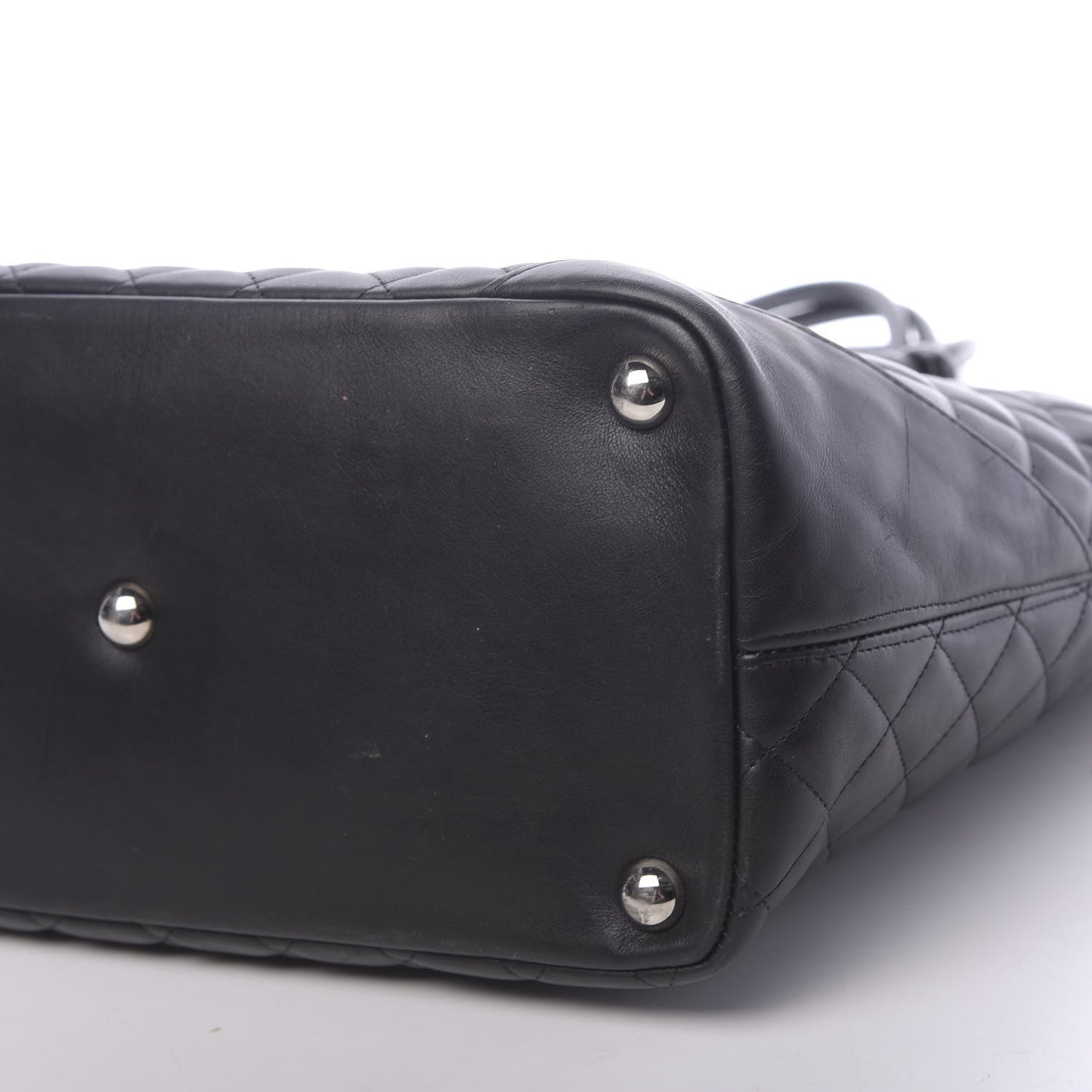 Calfskin Quilted Large Cambon Tote Black White