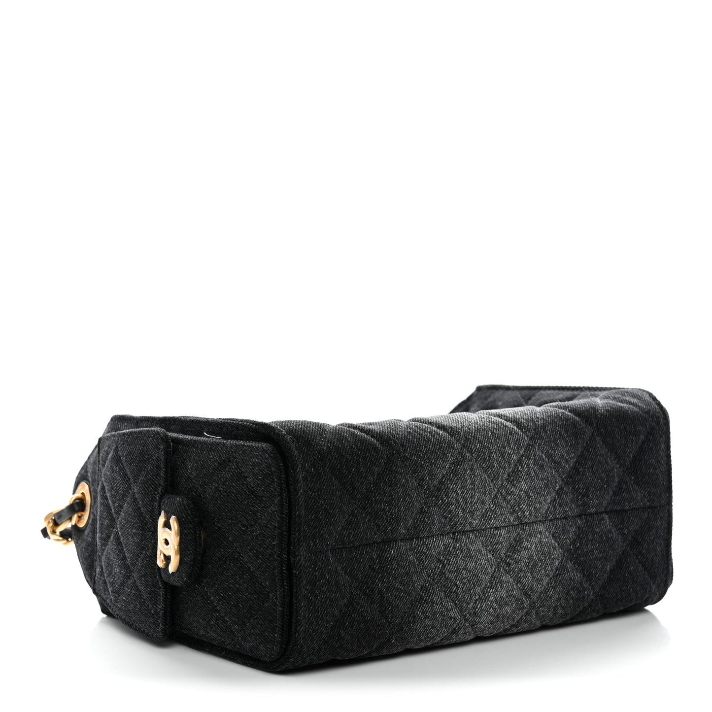 Washed Denim Quilted Mini Chanel 25 Handbag Black
