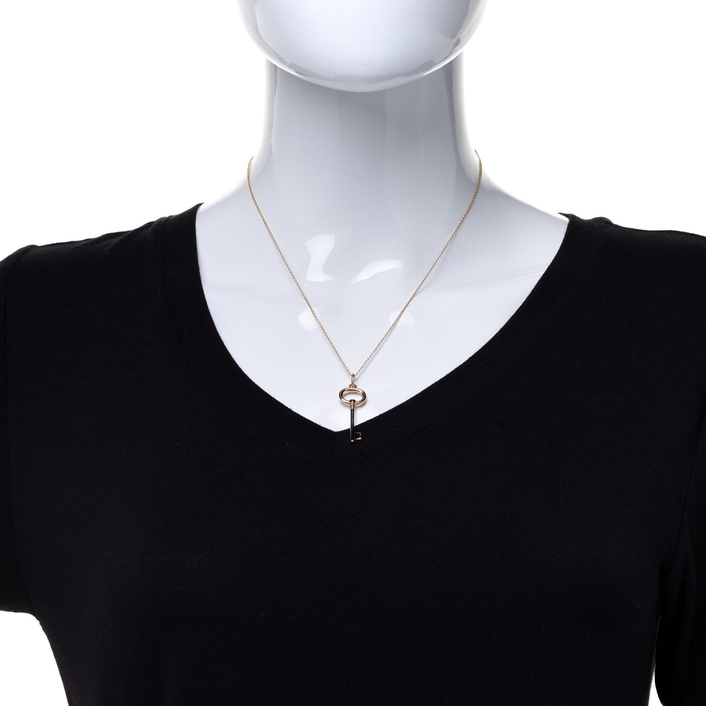 18K Rose Gold Small Oval Key Pendant Necklace