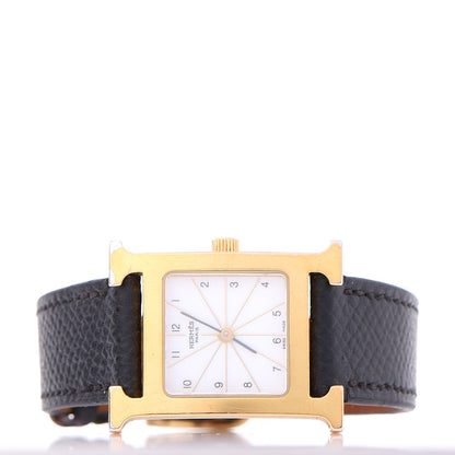 Hermes Stainless Steel Epsom 21mm Heure H Hour Quartz Watch Noir 3 of 9