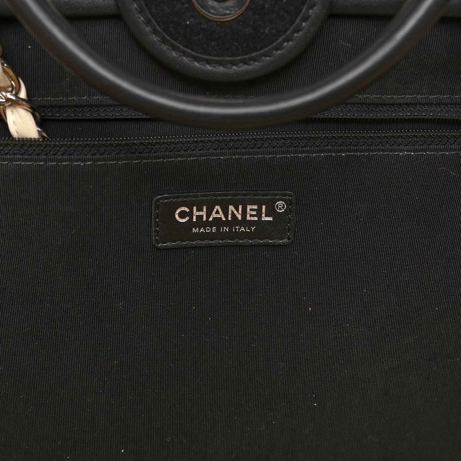 Chanel Wool Felt Calfskin Large Deauville Tote Black White 5 of 10