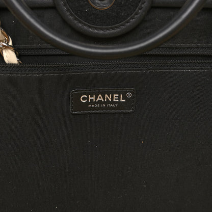 Chanel Wool Felt Calfskin Large Deauville Tote Black White 5 of 10