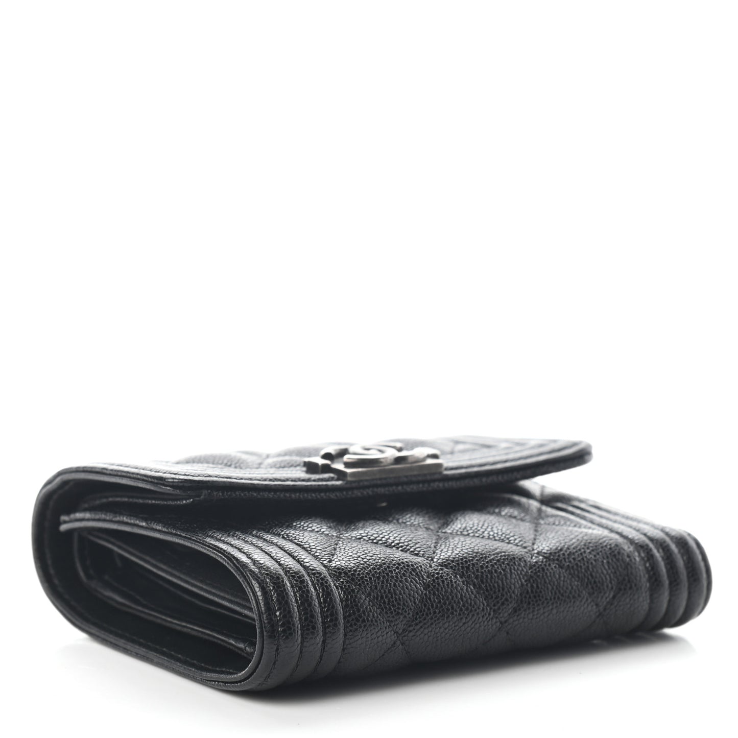 Caviar Quilted Compact Boy Wallet Black