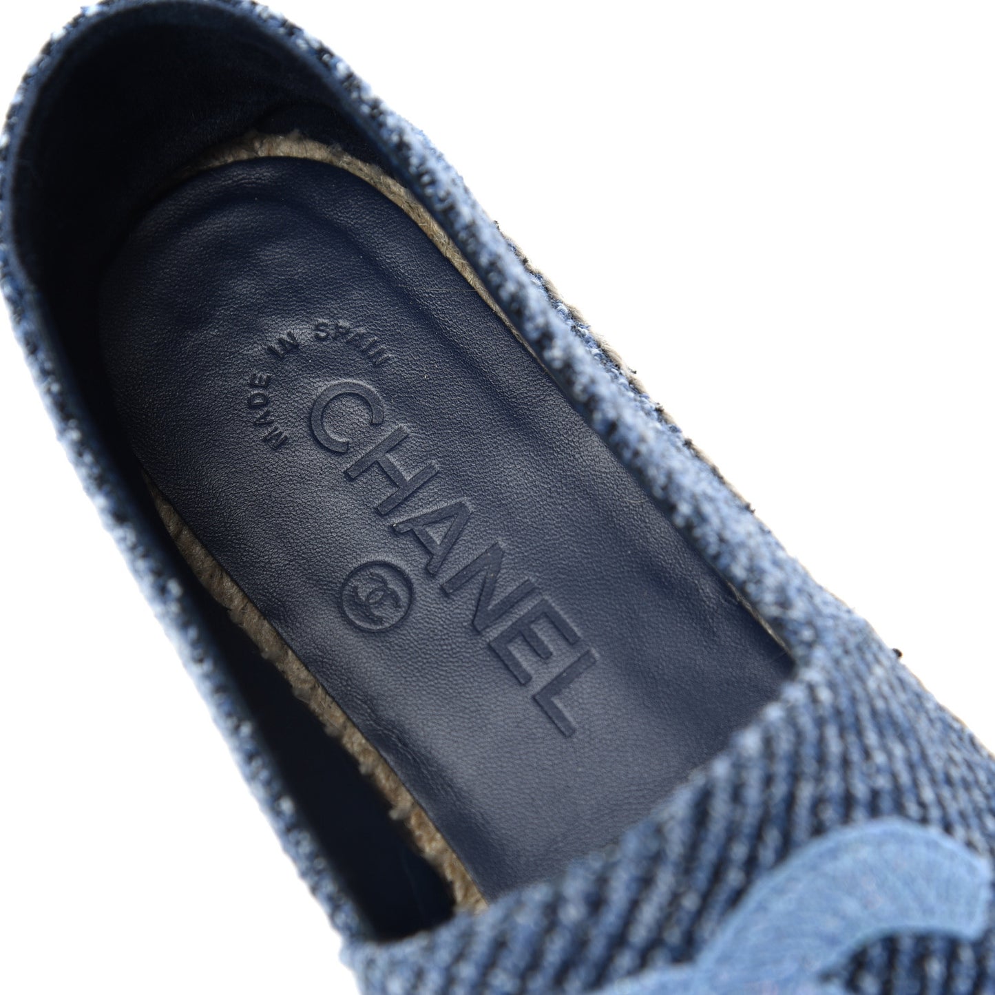 Cotton Tweed CC Espadrilles 36 Blue Ecru Black