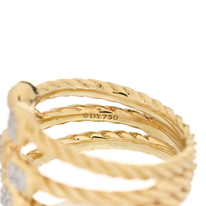 David Yurman 18K Yellow Gold Diamond Three Row Confetti Ring 54 7 4 of 5