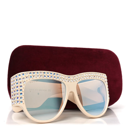 Gucci Acetate Crystal Oversize Hollywood Forever Sunglasses GG0144S Ivory 7 of 7