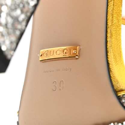 Gucci Glitter Soko Bee Platform High Heel Sandals 39 Argento Oro Vecchio 6 of 11