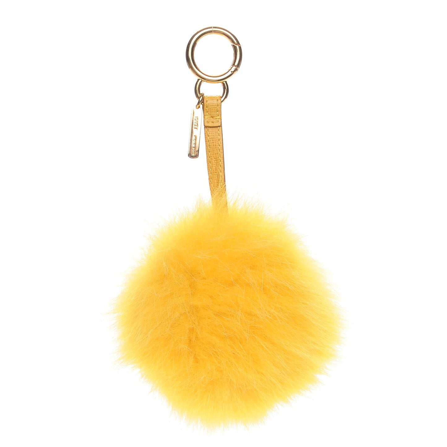 Fox Fur Pom Pom Bag Charm Yellow