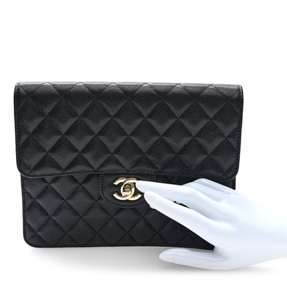 Chanel Caviar Quilted Square Flap Clutch Black 2 of 7