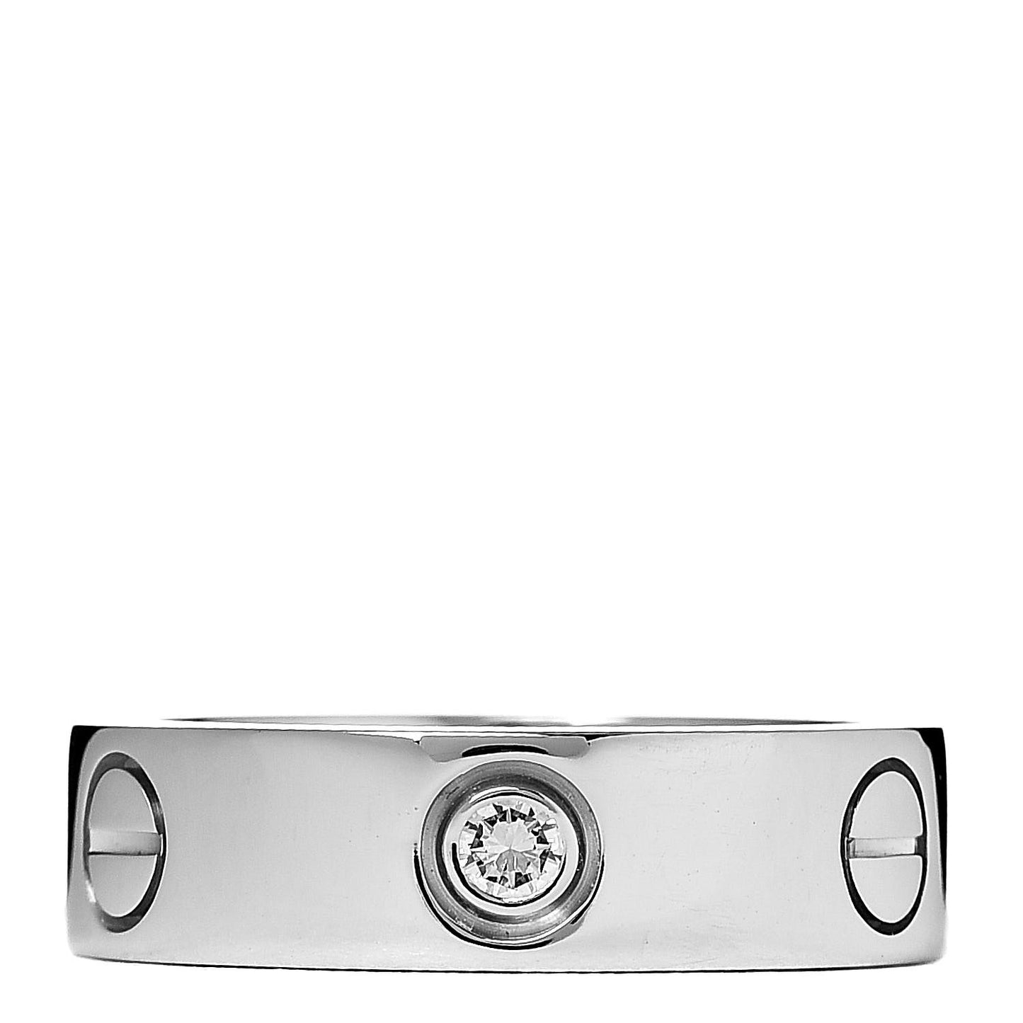 18K White Gold 3 Diamond 5.5mm LOVE Ring 52 6