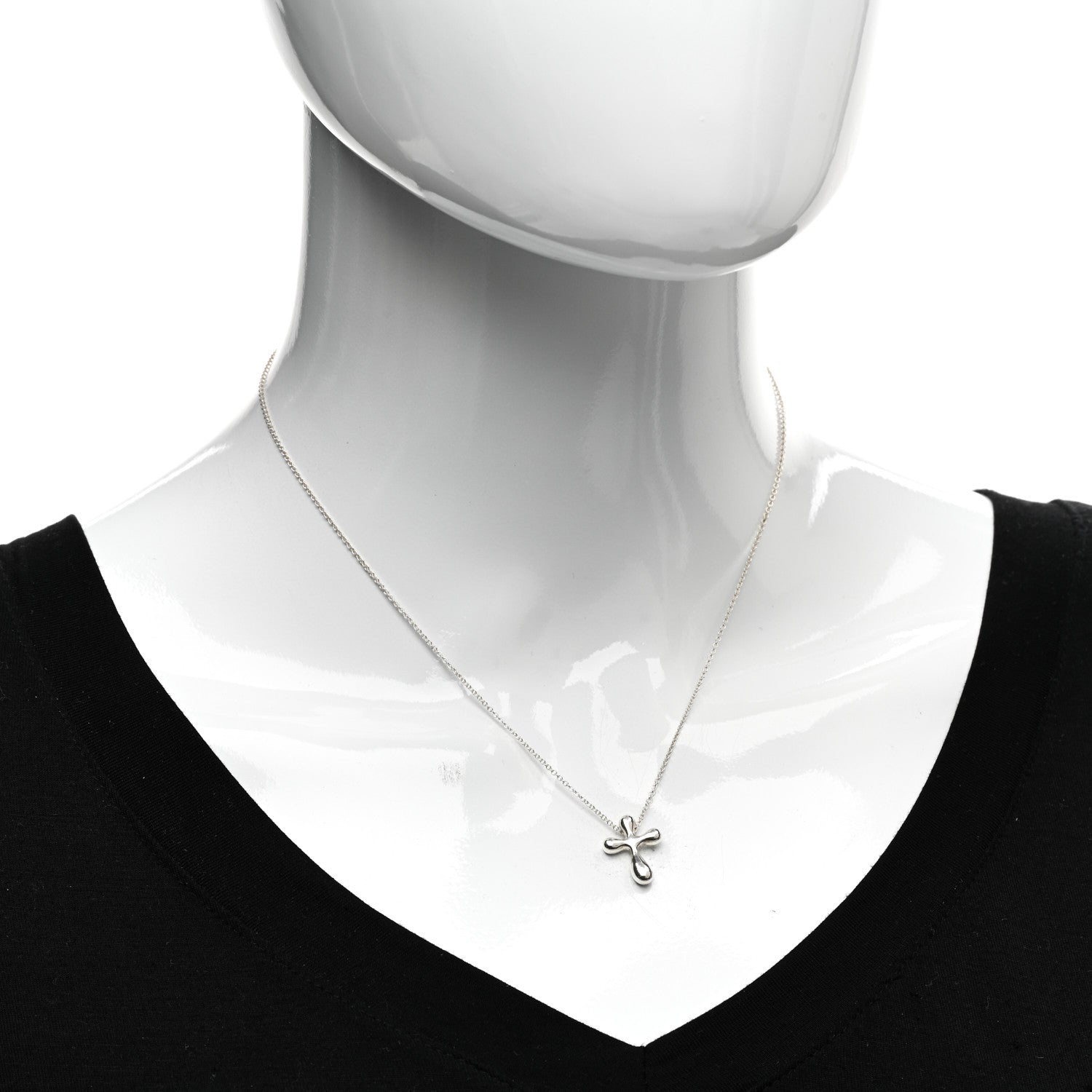 Tiffany Sterling Silver 12mm Elsa Peretti Cross Pendant Necklace 2 of 4