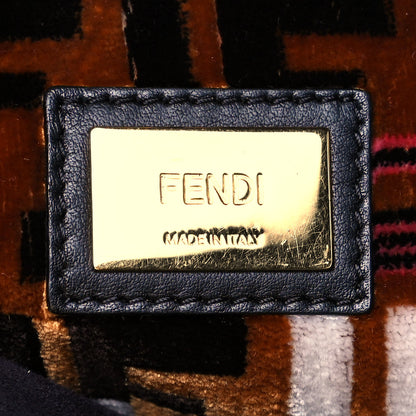 Fendi Calfskin Velvet Fun Fair Medium Peekaboo Iconic Satchel Black Tobacco Multicolor 8 of 12