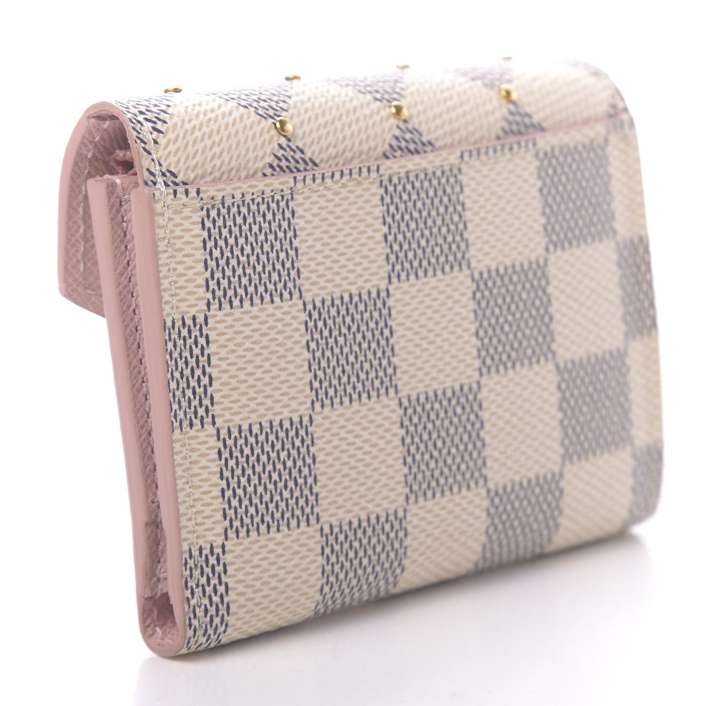 Damier Azur Studded Zoe Wallet Rose Ballerine