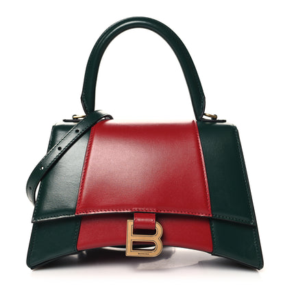 Balenciaga X GUCCI Boarded Plutone Calfskin Small Hourglass Top Handle Red Green 1 of 10