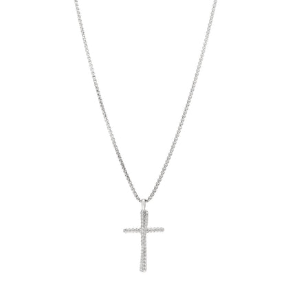 David Yurman Sterling Silver Diamond 35mm Crossover Cross Necklace 1 of 6