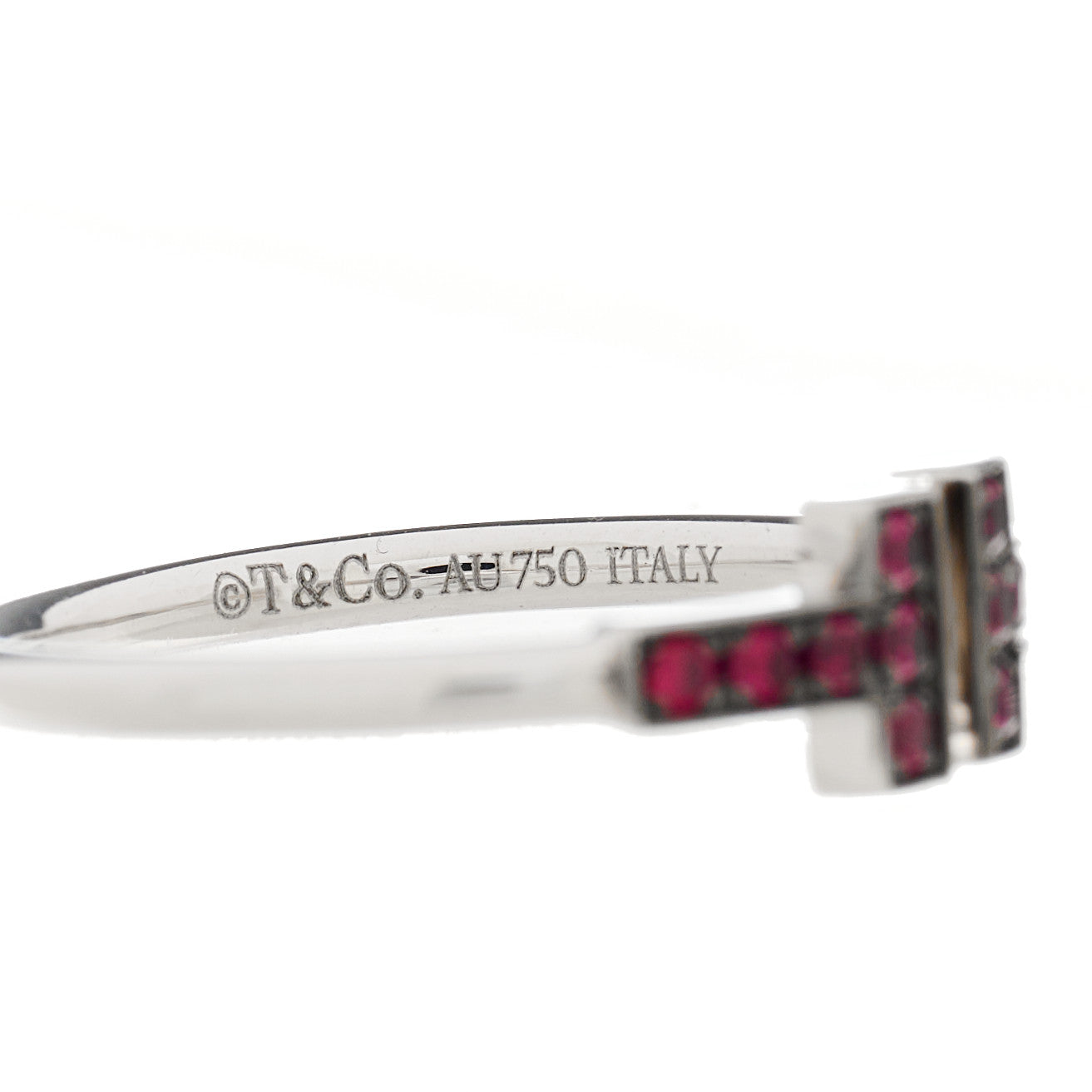 18K White Gold Ruby T Wire Ring 53 6.5