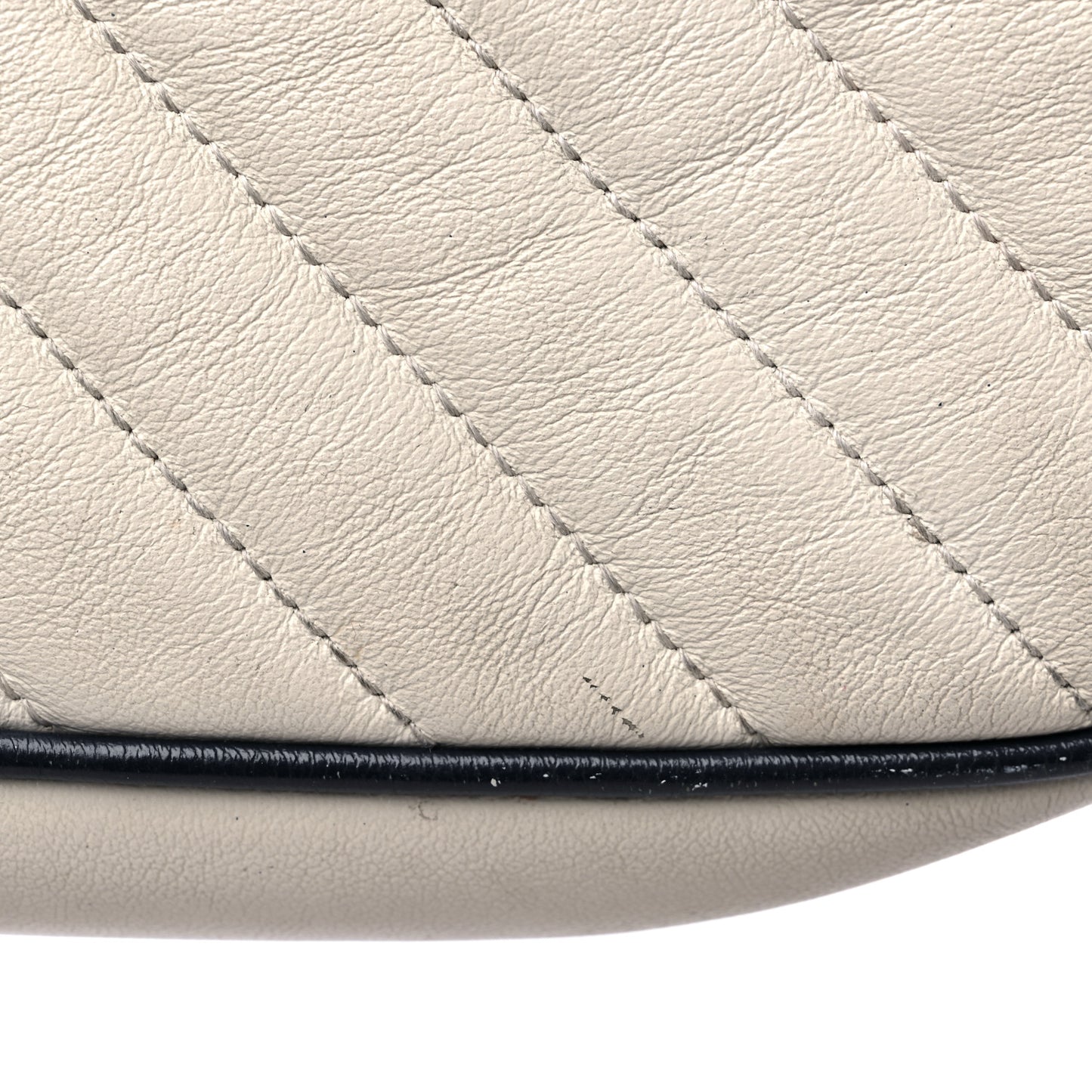 Vintage Effect Calfskin Matelasse Diagonal Small Torchon GG Marmont Chain Shoulder Bag Mystic White Blue Agata