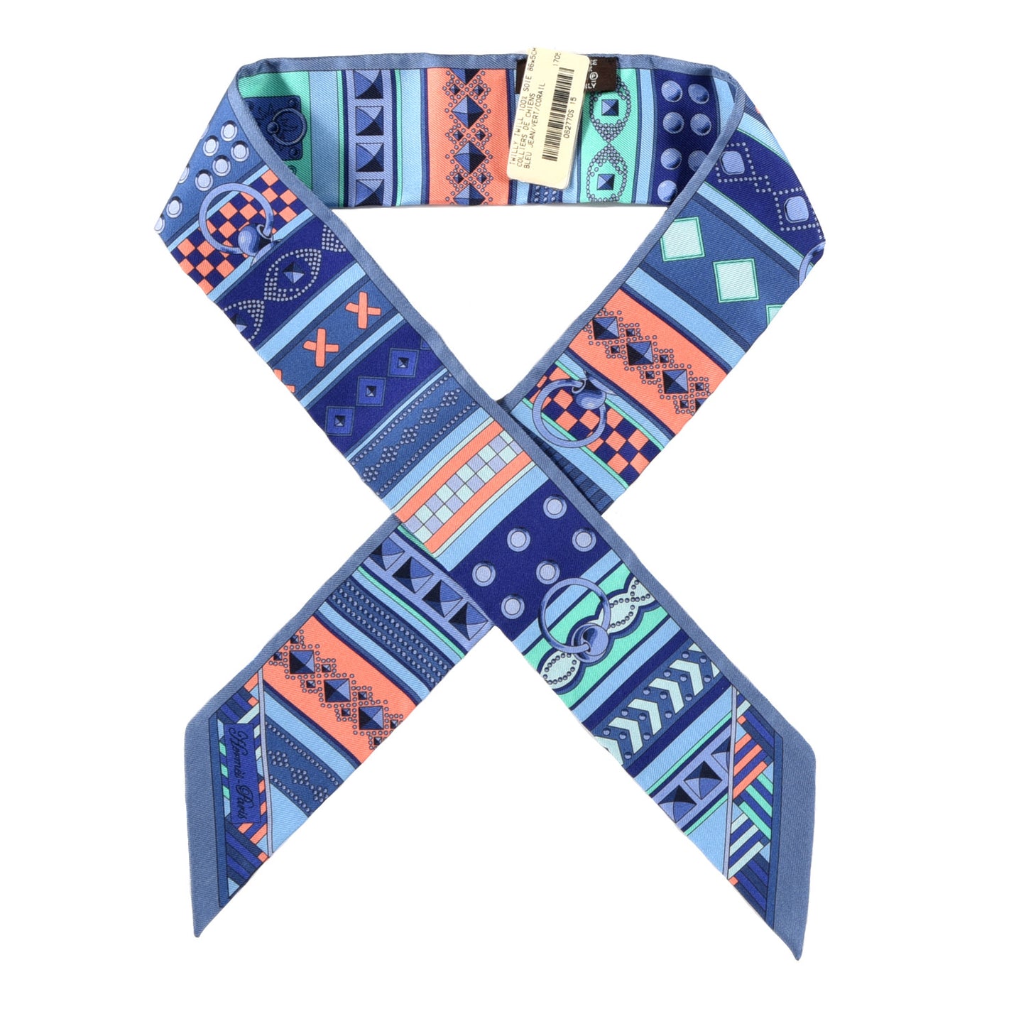 Silk Colliers de Chiens Twilly Blue Jean Vert Coral