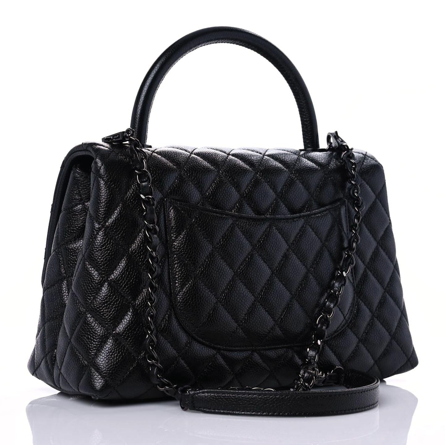 Chanel Caviar Quilted Small Coco Handle Flap So Black 3 of 10