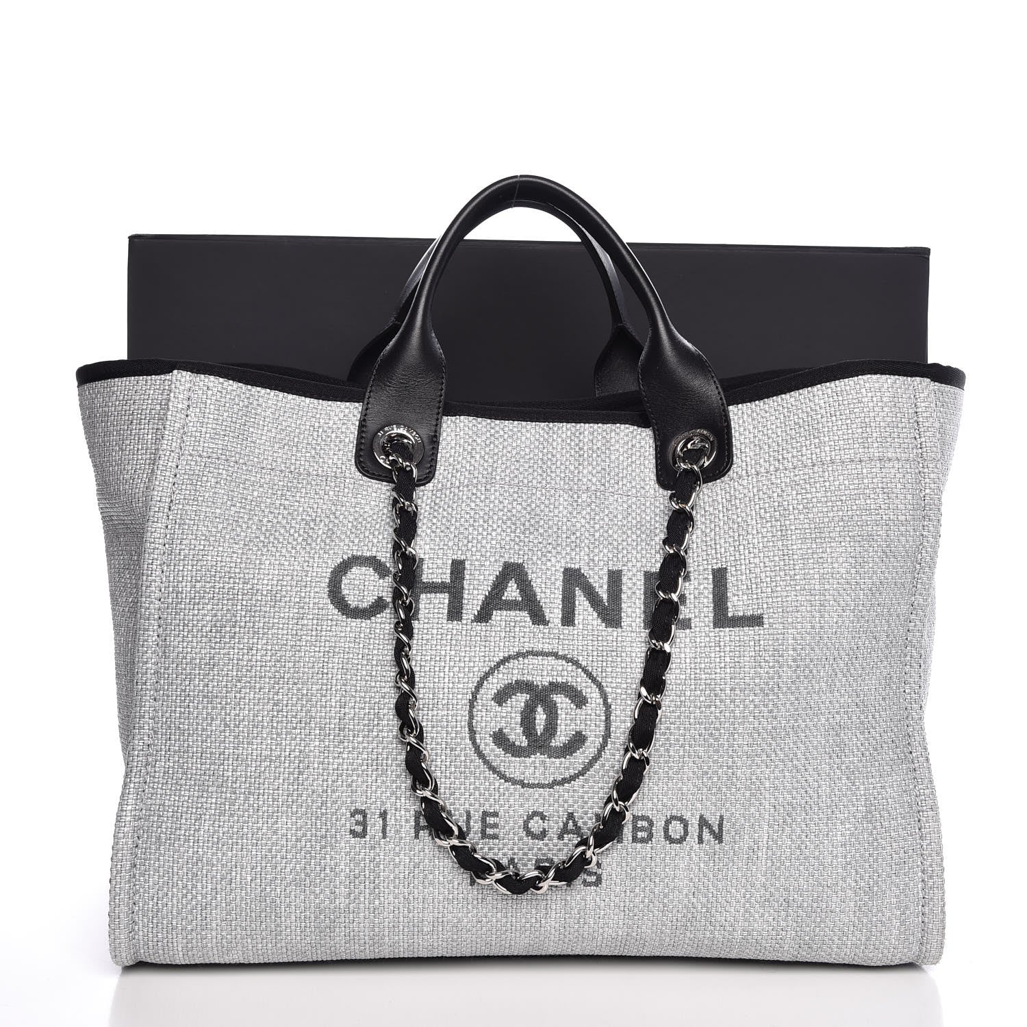 Chanel Canvas Large Deauville Tote Grey 7 of 7