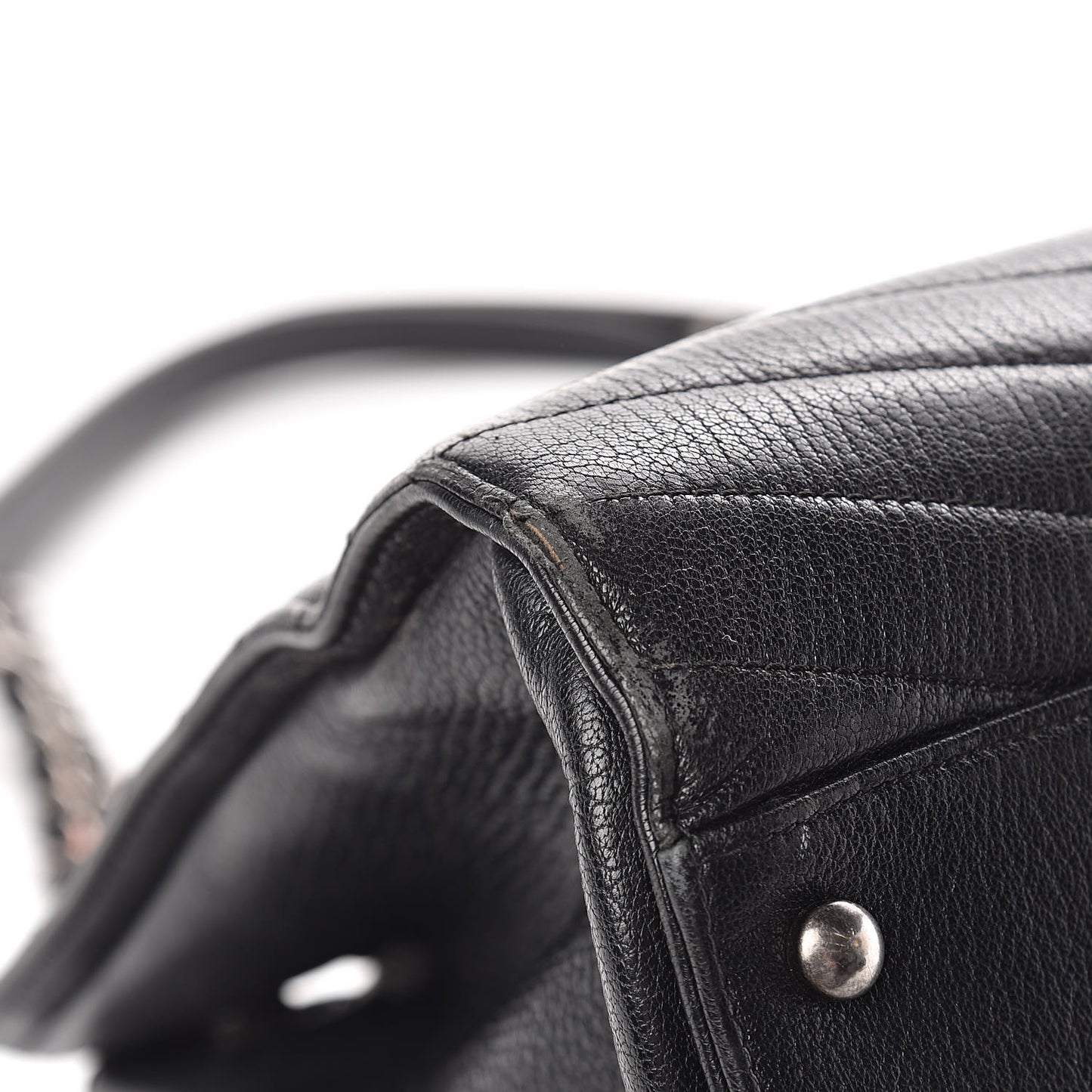 Shiny Goatskin Chevron Quilted Large Gabrielle Shopping Tote Black