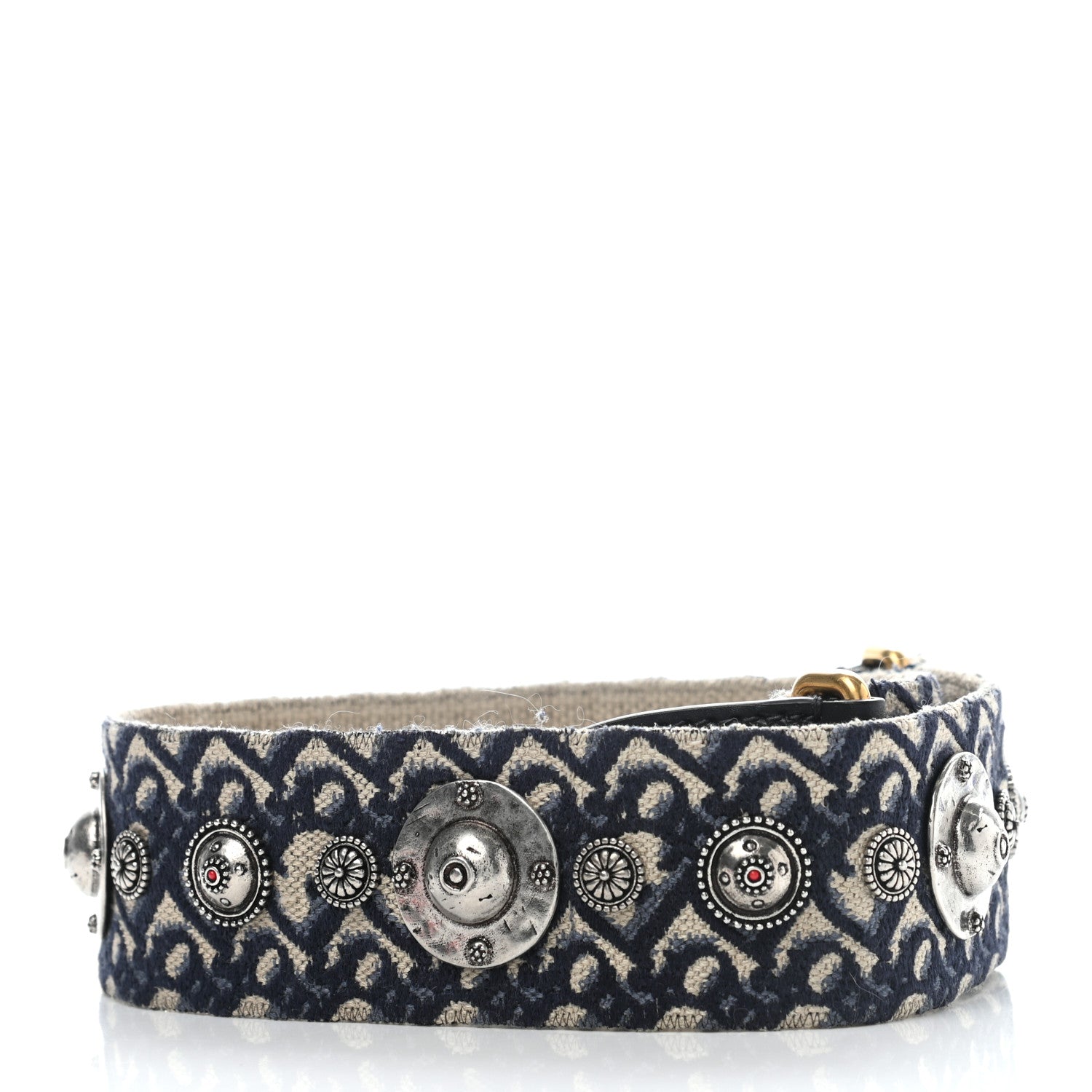 Christian Dior Oblique Studded Shoulder Strap Blue 2 of 7