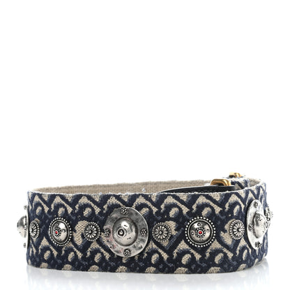 Christian Dior Oblique Studded Shoulder Strap Blue 2 of 7