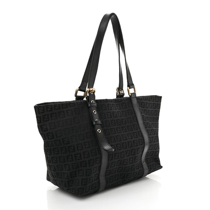 Fendi Zucchino Large Charm Shopping Tote Black 3 of 11