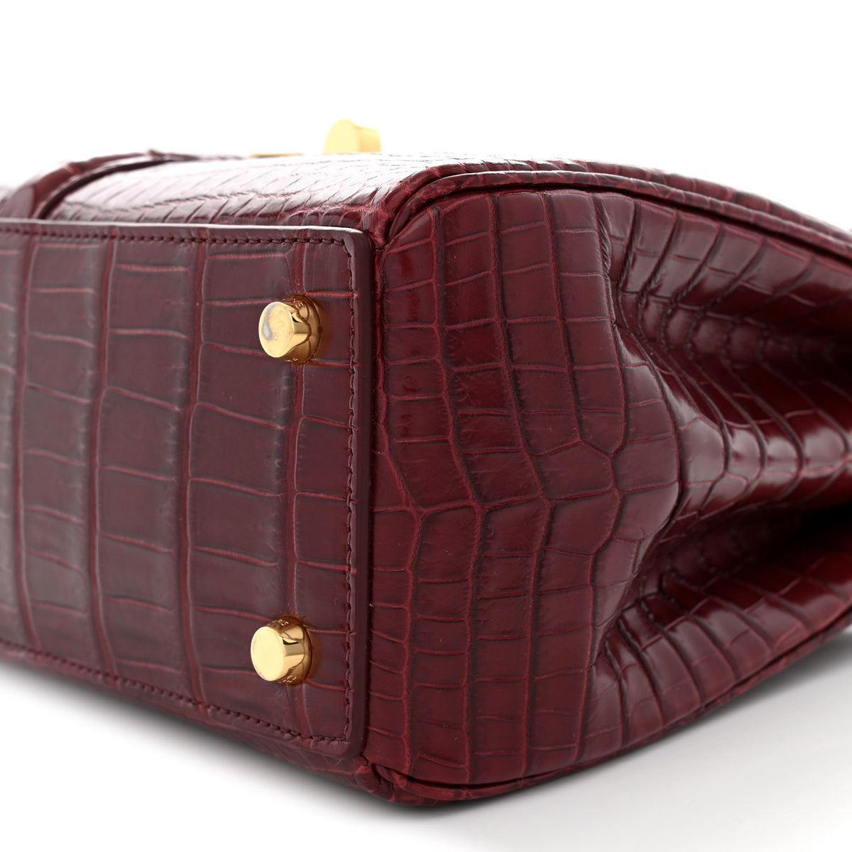Crocodile Small 16 Top Handle Bag Light Burgundy