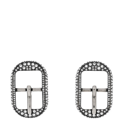 Balenciaga Crystal Cagole Buckle Earrings Antique Silver 1 of 5