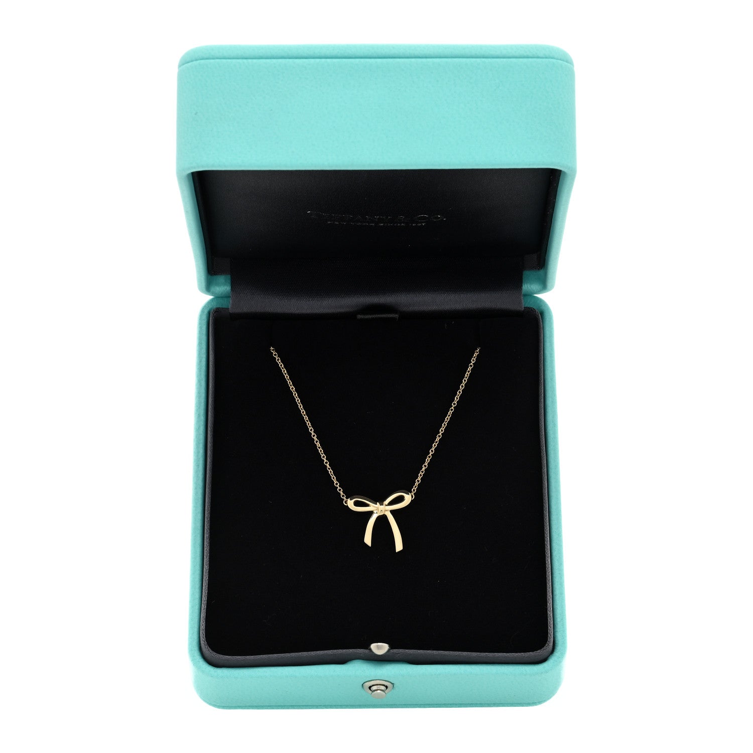 Tiffany 18K Yellow Gold Mini Bow Pendant Necklace 5 of 5