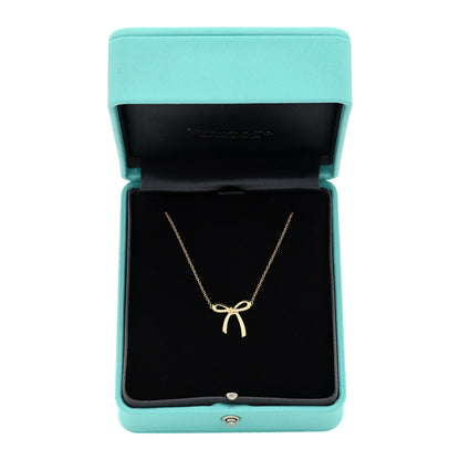 Tiffany 18K Yellow Gold Mini Bow Pendant Necklace 5 of 5