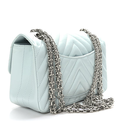 Chanel Aged Calfskin Chevron Quilted 2.55 Reissue Mini Flap Light Blue 3 of 10