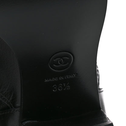 Chanel Goatskin Patent CC Cap Toe Chain Boots 38 Black 36.5 Black 6 of 8