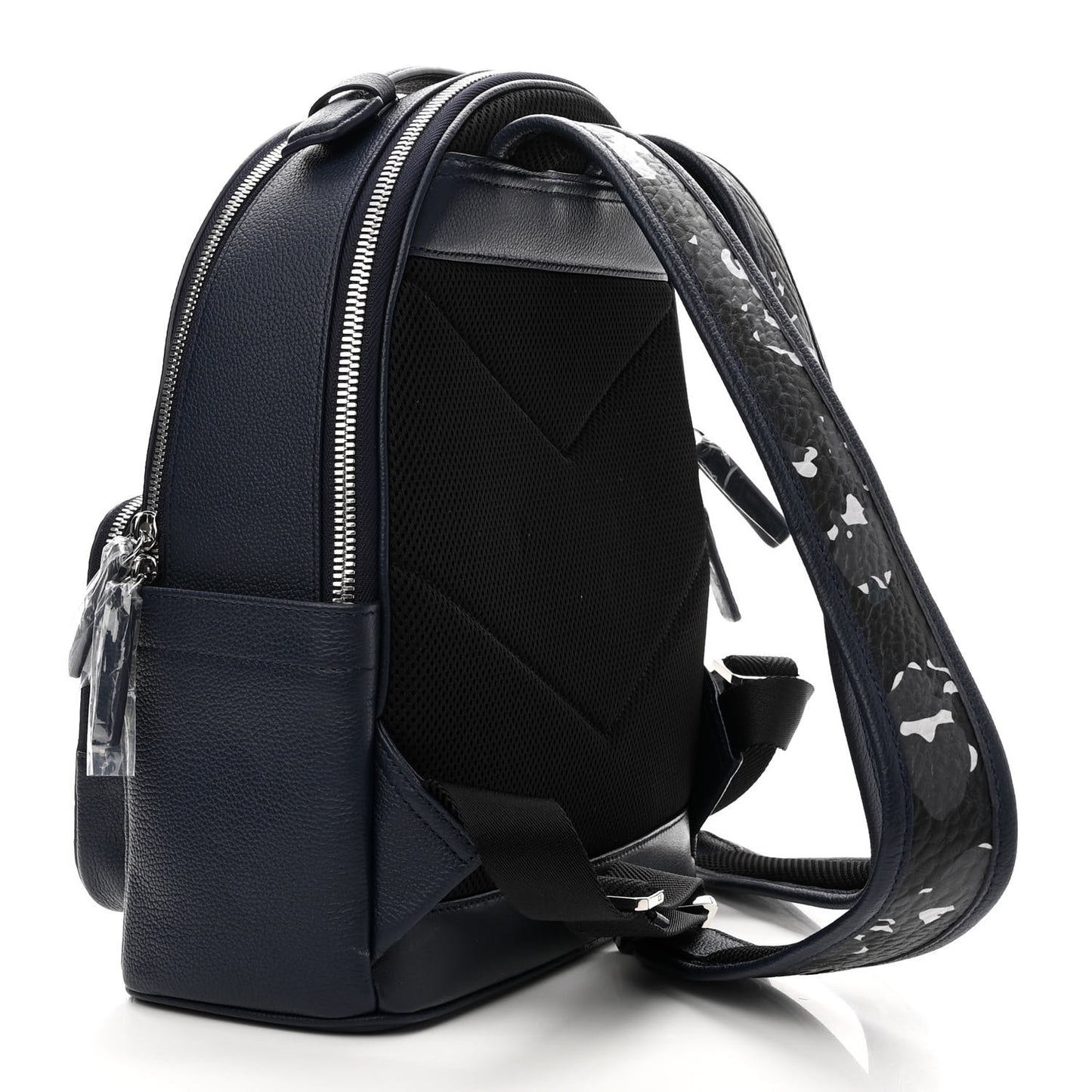 Calfskin Visetos Floral Leopard Klassik Small Stark Backpack Blue Black