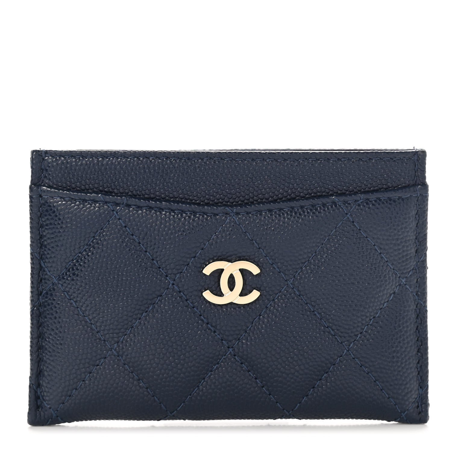 Chanel Caviar Quilted Card Holder Navy 1 of 10