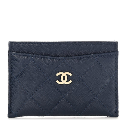 Chanel Caviar Quilted Card Holder Navy 1 of 10