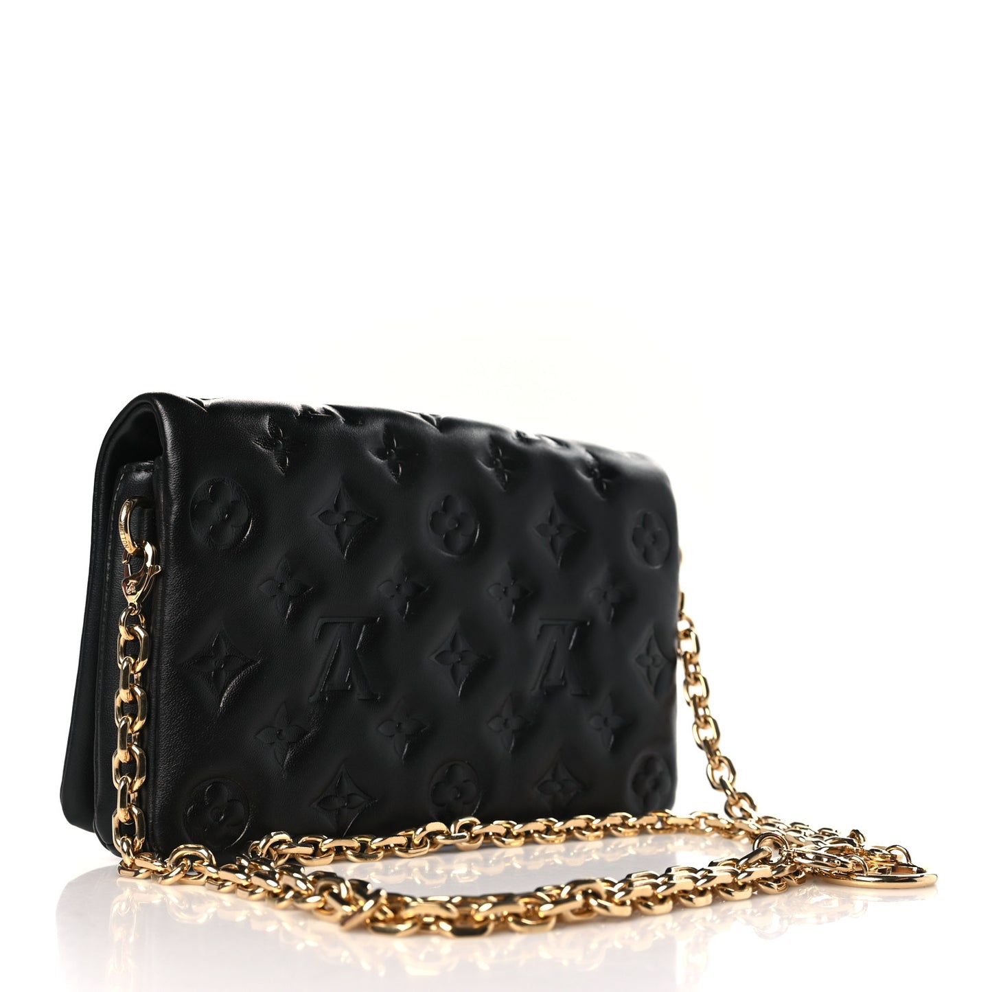 Lambskin Embossed Monogram Pochette Coussin Black