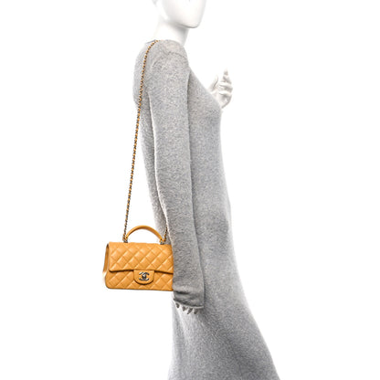 Chanel Lambskin Quilted Mini Top Handle Rectangular Flap Yellow 2 of 11