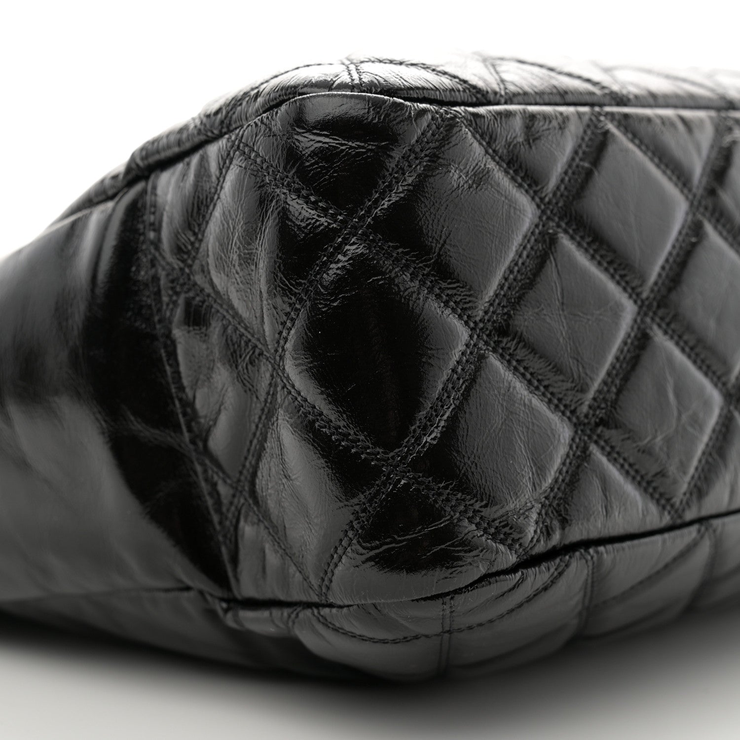 Chanel Shiny Aged Calfskin Quilted Small Shopping Bag Black 9 of 11