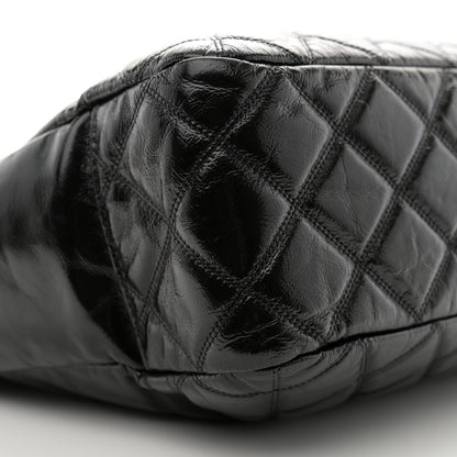 Chanel Shiny Aged Calfskin Quilted Small Shopping Bag Black 9 of 11