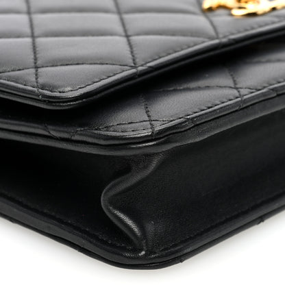 Chanel Shiny Nappa Quilted Mini Metal Wood Top Handle Flap Black 9 of 10