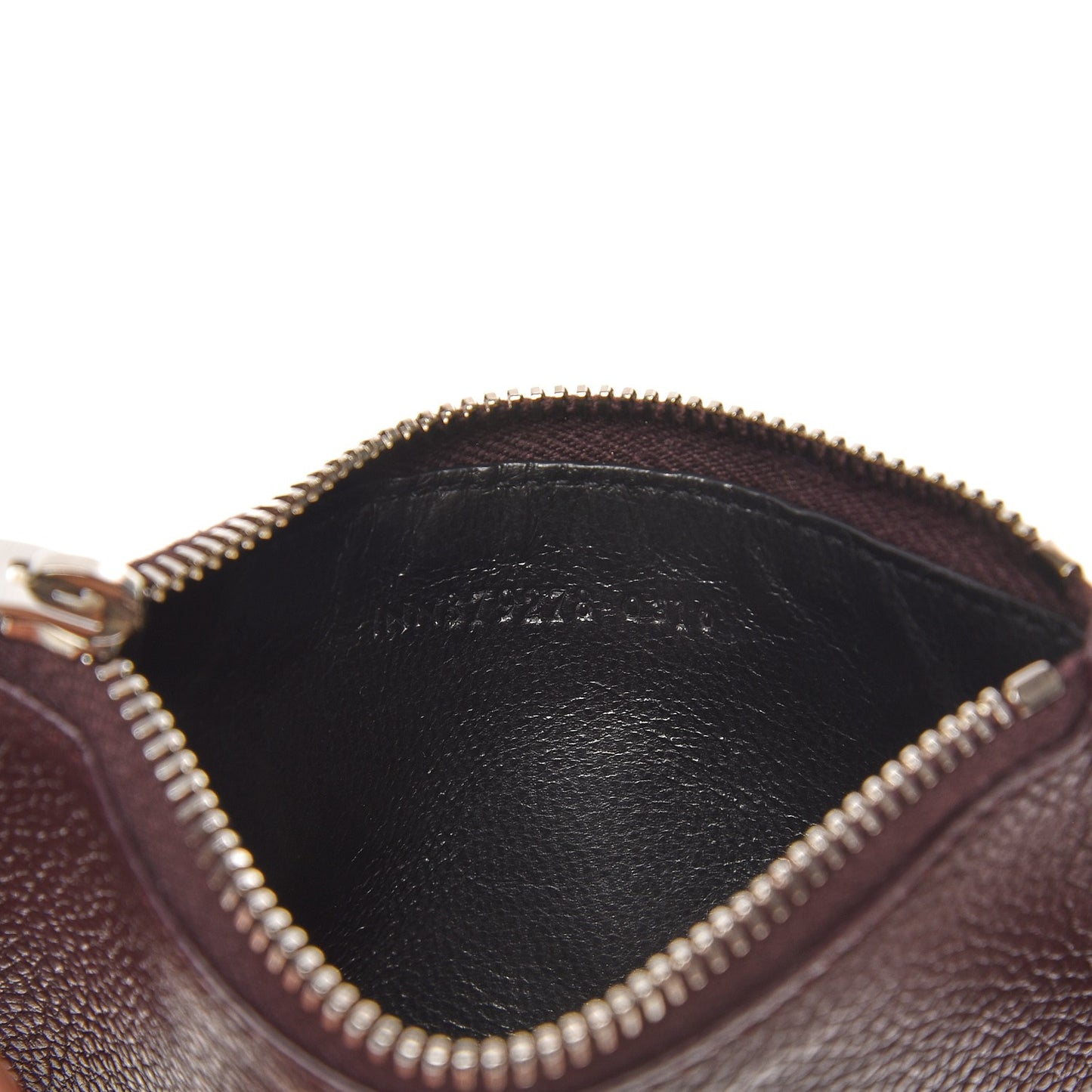 Grained Calfskin 5 Fragments Zip Pouch Card Holder Bordeaux