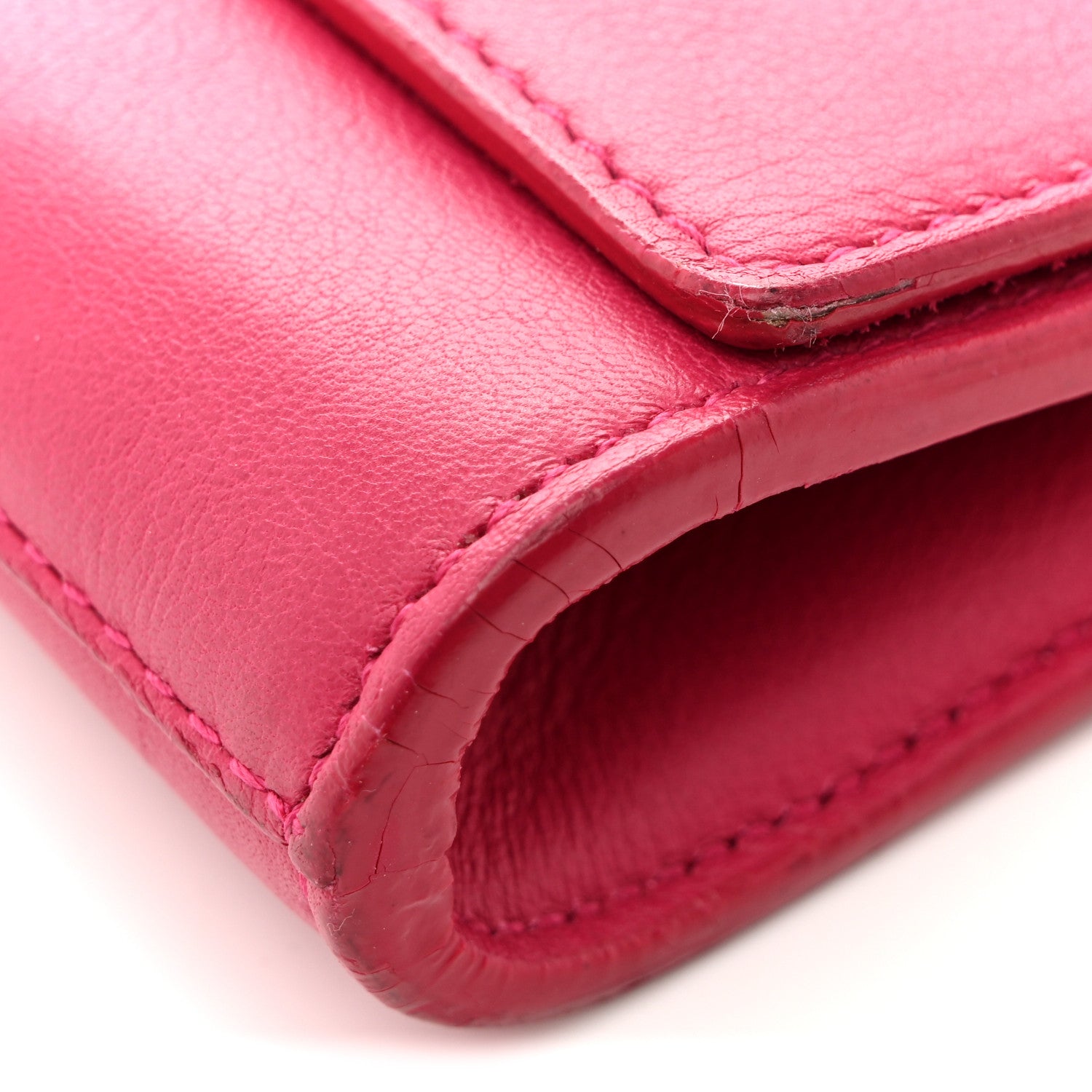Saint Laurent Calfskin Classic Y Ligne Clutch Fuchsia 10 of 12